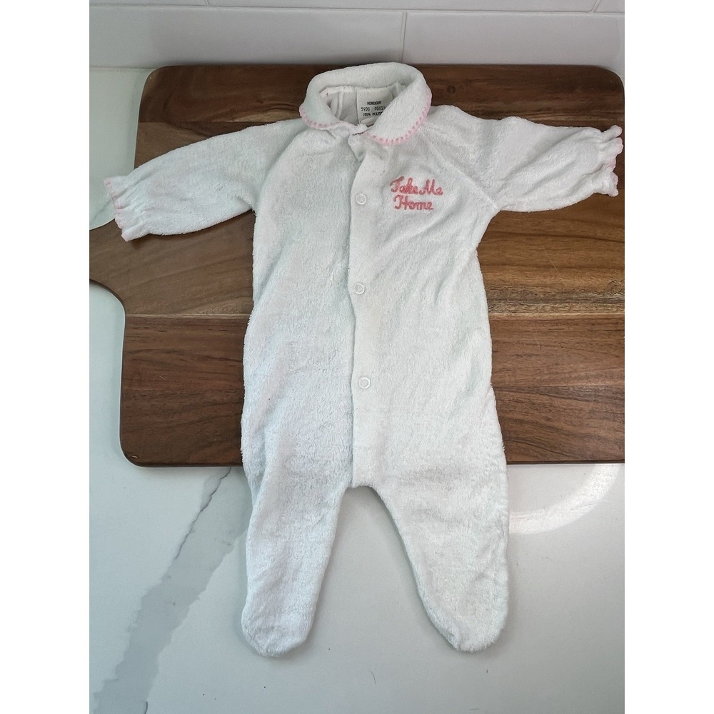 Vtg‎ Take Me Home Kids Newborn Baby Terrycloth Sleeper Tommee Tippee 1960s Pink